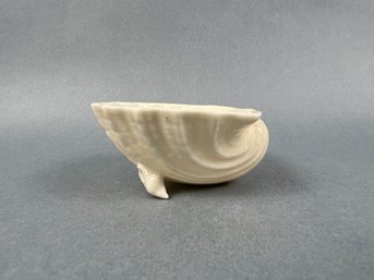 Vintage Belleek Small Seashell Shaped Condiment Bowl.