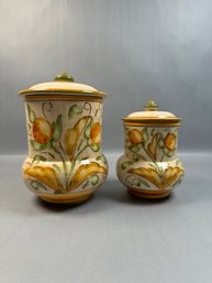 Pair Of Vietri Made In Italy Canister