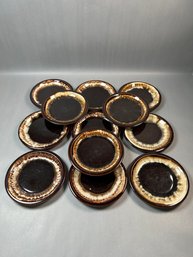 Pfaltzgraff Brown Drip Glaze 12 Bread Plates