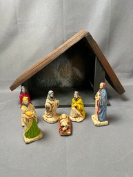 Vintage Chalkware Nativity Set.