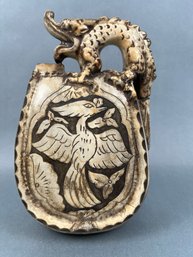 Vintage Asian Carved Dragon Flask