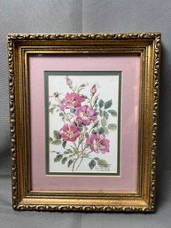 Framed And Signed Floral Print By Gwendolyn Babbitt.