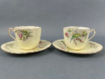 2 Paragon Fine China Teacups And Saucers Commemorating Princess Margaret Rose Birthday 8/21/1930.