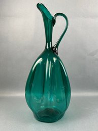 MCM Dark Teal Glass Pitcher