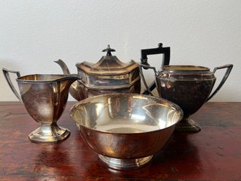 4 Vintage Silver-plate Tea Service Pieces