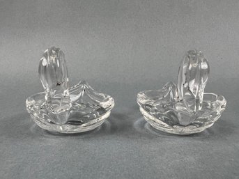 2 Glass Swan Salt Cellars.