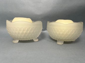 Pair Of Frosted Footed Vessels - Candles Included