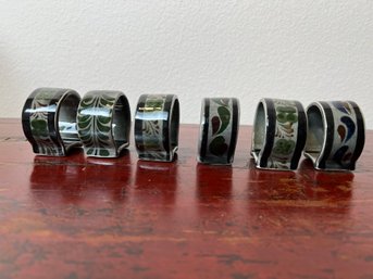 6 Made In Mexico Ceramic Napkin Rings.