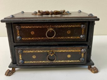 Small 2 Drawer Jewelry Box -made In Italy-4.5 Inches High.