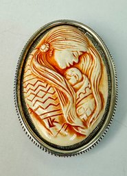 Native American Style Silver Brooch