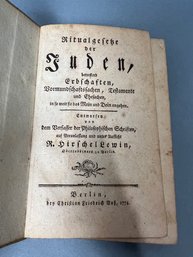 Book:  German Book By R. Hirschel Lewin 1778