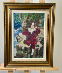Framed Needlepoint Picture Of Boy