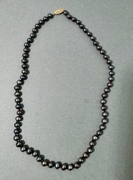 Black Pearl Necklace With 14k Gold Clasp