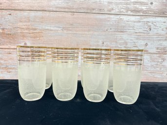 MCM Set Of 8 Gold And Frosted Glasses *Local Pick Up Only*