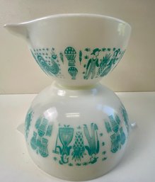 2 Pyrex Amish Butter Print Bowls -Local Pickup