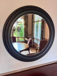 33 Inch Diameter Black And Copper Framed Mirror.