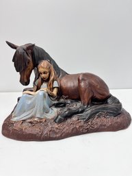 Jasper Studio Girl And Horse Sculpture. -Local Pick Up Only