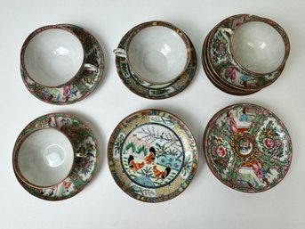 Rose Medallion Cups And Saucers
