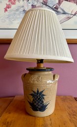 Vintage Pineapple Stoneware Crock Style Lamp Cottage Living