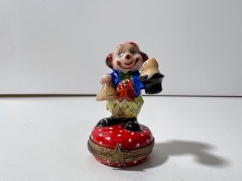 Peint Main Limoges Clown Trinket Box