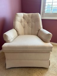 Vintage Slyter Magnuson White Upholstered Swivel Arm Chair