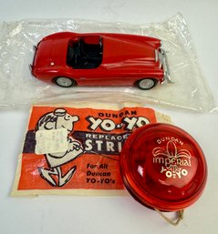 Red Toy Race Car And Duncan Imperial Yo Yo With Original Bag
