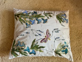 Handpainted Floral Throw Pillow