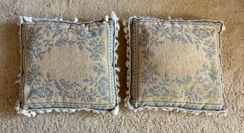 Pair Of Tapestry Style Fringed Throw Pillows