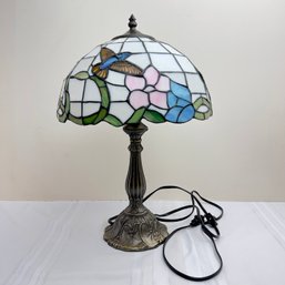 Tiffany Style Stained Glass Shade Table Lamp ~ Hummingbird