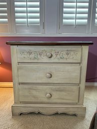 Lane 3 Drawer Side Table/night Stand With Floral Painted Accents