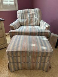 Woodmark Originals, Striped Upholstered Armchair With Ottoman