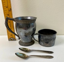 Silver Plate Cups & Spoons