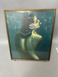 Vintage Pin-up And Vintage Brass Tone Frame