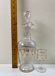 Decanter With Stopper And Glass- 11.5 Inches High