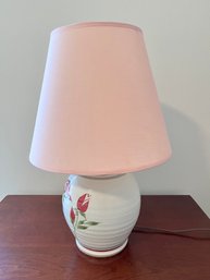 Pink Rose Pottery Lamp.