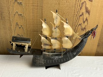 Vintage Decorative Horn Sailing Ship *LOCAL PICKUP ONLY - NO SHIPPING*