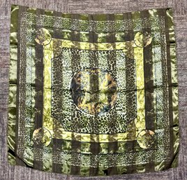 Vintage Large Green Cheetah Scarf