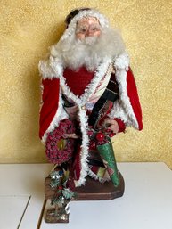 Patchwork Quilt Santa With Mailbox.