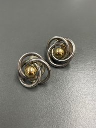 Sterling Silver And 14K Overlay Knot Post Earrings
