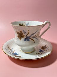 Paragon Blue & Gold Leaf Pattern China Cup & Saucer *Local Pick Up Only*