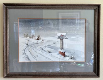 Evelyn Haines  Winter Scene Art Watercolor Print