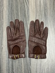 Vintage Leather Womens Brown Driving Gloves