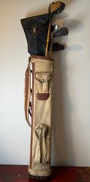 Vintage Golf Bag With Clubs.