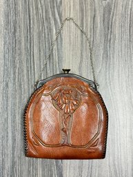 Art Nouveau Hand Tooled Leather Coin Purse