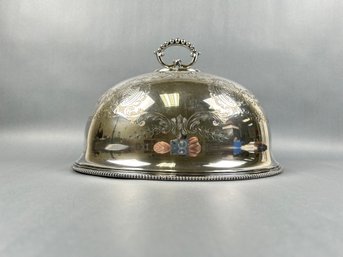 Antique Silver Plate Cloche Etched