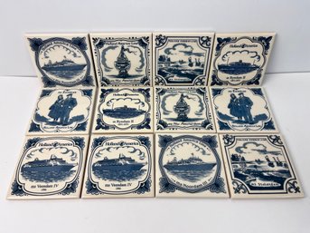 Set Of 12 Holland America Lines Tile Coasters.