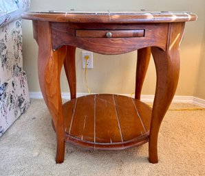 Round End Table  With Pull Out Drink Holder-matches Square End Table