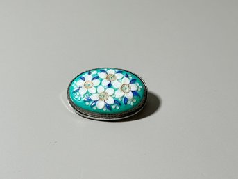 Vintage Hand Painted Floral Brooch
