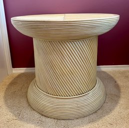 Vintage Round Rattan Reed Side Table