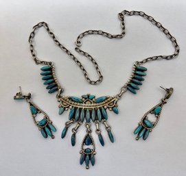 Sterling Silver Southwest Style Necklace & Earring Set